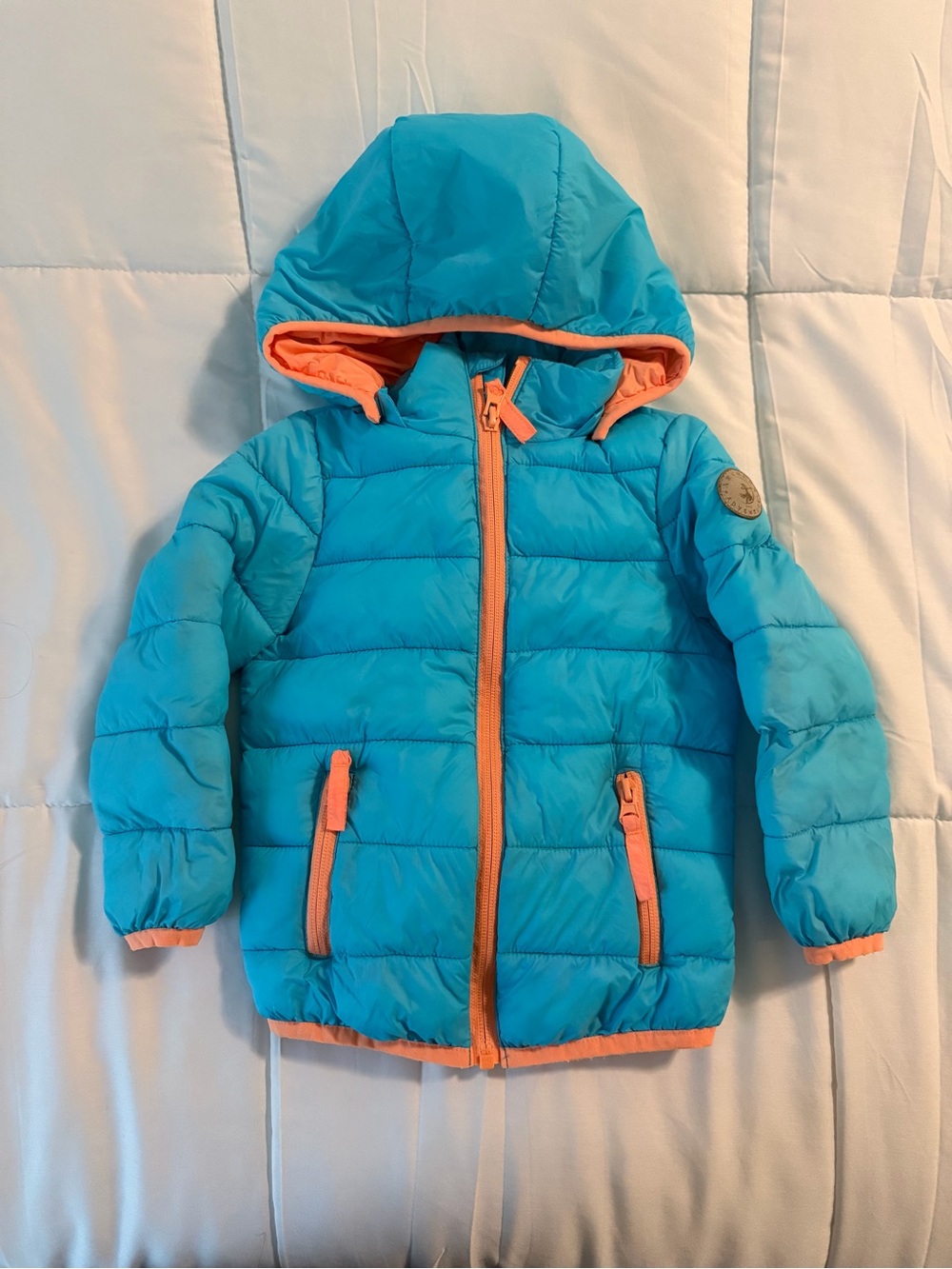 Archers kids Turquoise Puffer Jacket Removable Hood